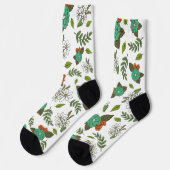 Chaussette Blanc Rétro et Floral Vert (Gauche)