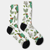 Chaussette Blanc Rétro et Floral Vert (Droite)
