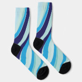 Chaussette Bleu Abstrait Bleu Bleu Bouton Motif mignon (Droite)