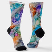 Chaussette Bleu amusant, Turquoise, Violet Art Abstrait (Angulaire)