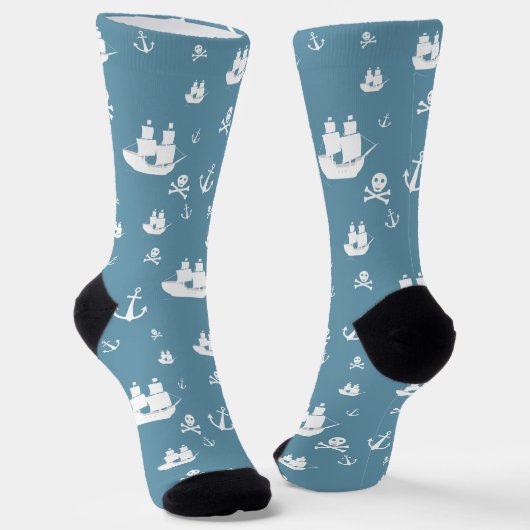 Chaussette Bleu Blanc Motif Ancre de navire Pirate (Angulaire)