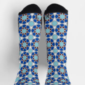 Chaussette Bleu blanc oriental marocain géométrique arabesque (Haut)