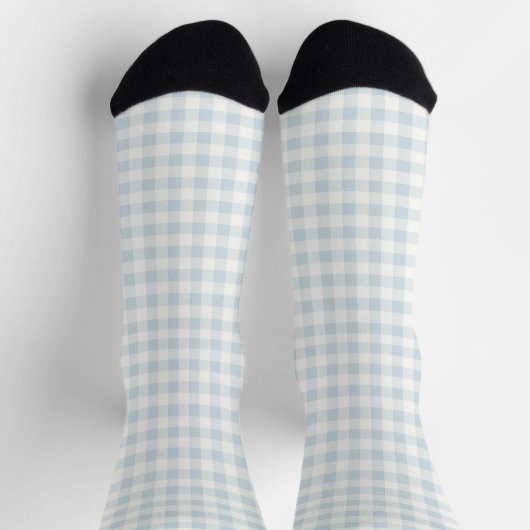 Chaussette Bleu Clair Blanc Carreaux Rayures (Haut)