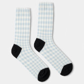 Chaussette Bleu Clair Blanc Carreaux Rayures (Droite)