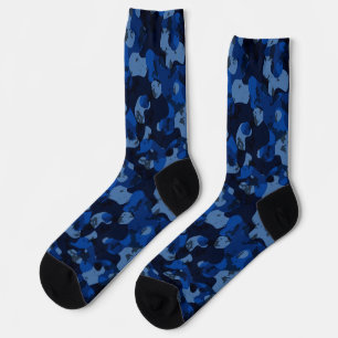 Chaussette bleu clair, bleu foncé, bleu poussiéreux camouflag