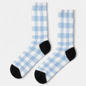 Chaussette Bleu clair et blanc En vichy chèque plaqué (Gauche)