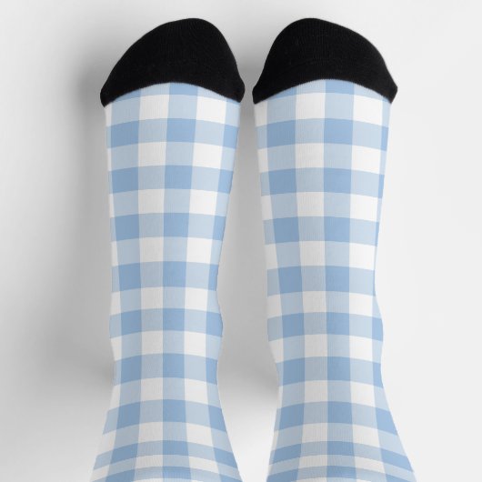 Chaussette Bleu clair et blanc En vichy chèque plaqué (Haut)