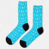 Chaussette Bleu clair Skieurs et Trucs d'hiver Thème d'hiver (Gauche)