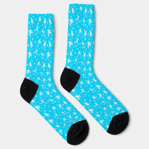 Chaussette Bleu clair Skieurs et Trucs d'hiver Thème d'hiver