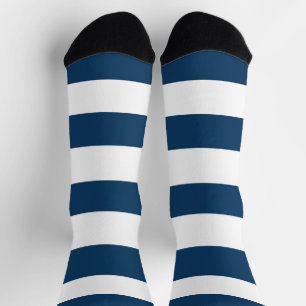 Chaussette Bleu de marine, Blancs, Motif rayé
