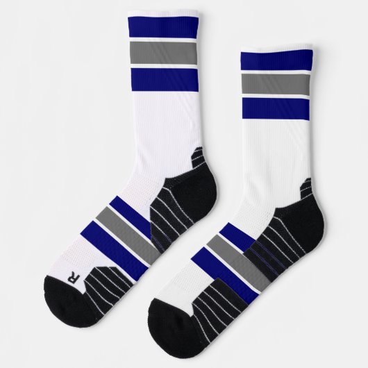 Chaussette Bleu épais blanc gris (Gauche)