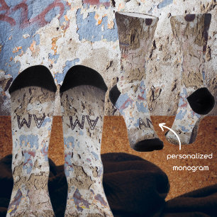 Chaussette bleu et beige Abstrait (mur fissuré)