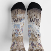 Chaussette bleu et beige Abstrait (mur fissuré) (Haut)