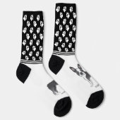 Chaussette Bleu Et Blanc Boston Terrier Avec Nom Et Patrouill (Droite)