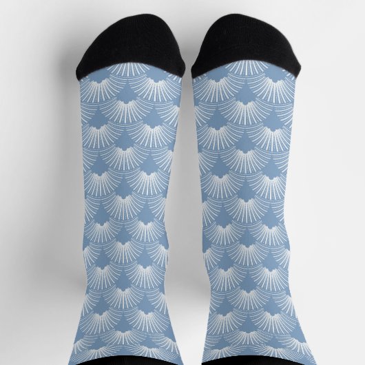 Chaussette Bleu et blanc motif Art déco incomparable (Haut)