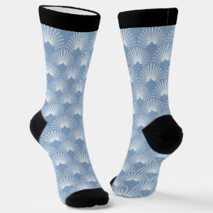 Chaussette Bleu et blanc motif Art déco incomparable