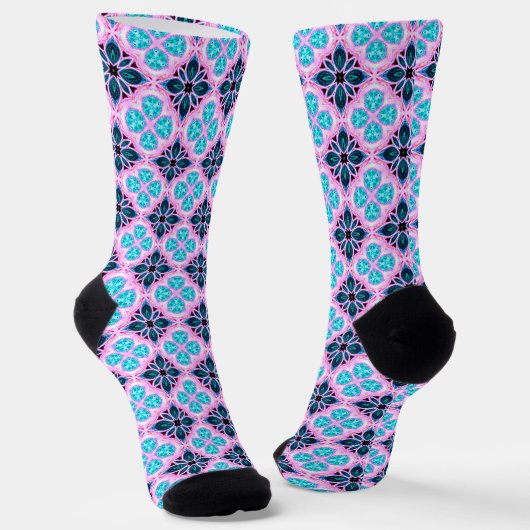 Chaussette Bleu Et Rose Argyle (Angulaire)