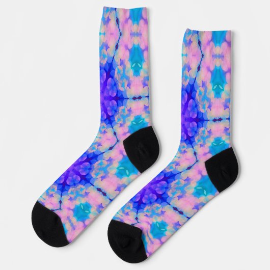 Chaussette Bleu et rose Gradient Pastel Bubble Art (Gauche)