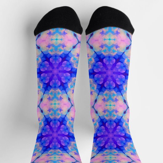 Chaussette Bleu et rose Gradient Pastel Bubble Art (Haut)