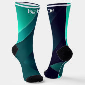 Chaussette Bleu et vert | Nom personnalisé (Angulaire)