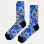 Chaussette Bleu floral bleu tournesol bleu marguerites motif (Gauche)