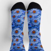 Chaussette Bleu floral bleu tournesol bleu marguerites motif (Haut)