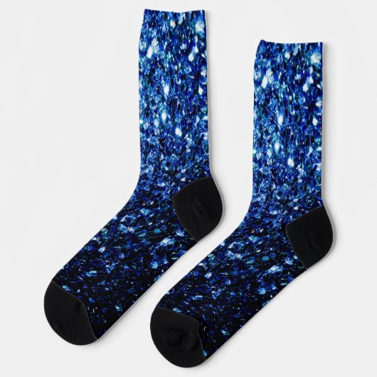Chaussette Bleu foncé brillant faux parties scintillant scint (Gauche)