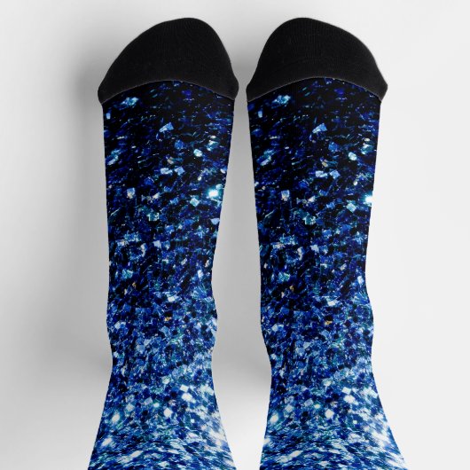 Chaussette Bleu foncé brillant faux parties scintillant scint (Haut)