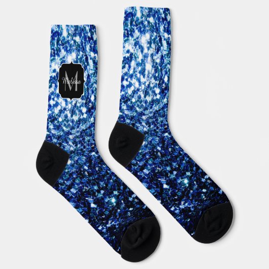 Chaussette Bleu foncé foncé brillant parties scintillant scin (Droite)