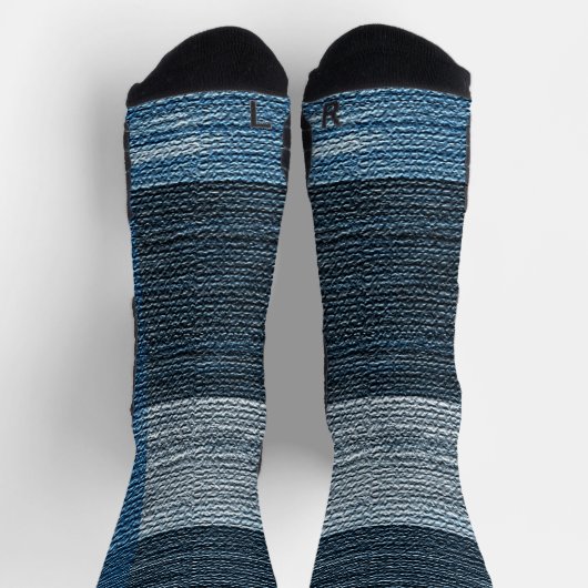 Chaussette Bleu Jean patchwork burlap. (Haut)