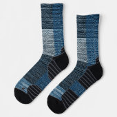 Chaussette Bleu Jean patchwork burlap. (Gauche)