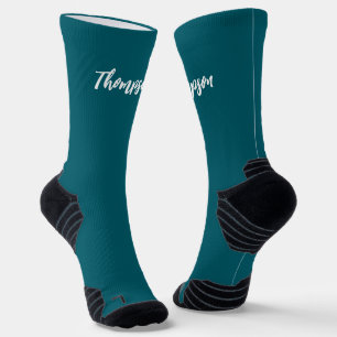 Chaussette Bleu marine solide personnalisé avec calligraphie