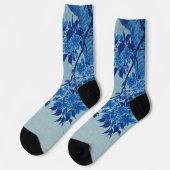 Chaussette Bleu Moonlit Arbre : Japonais Cerisier Fleur Nuit (Gauche)