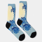 Chaussette Bleu Moonlit Arbre : Japonais Cerisier Fleur Nuit (Droite)