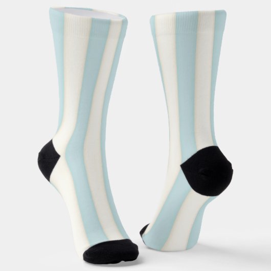 Chaussette Bleu pâle et blanc, bandes verticales (Angulaire)