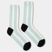 Chaussette Bleu pâle et blanc, bandes verticales (Droite)
