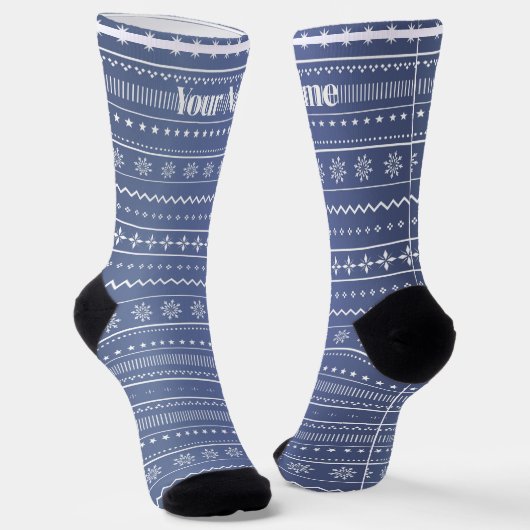 Chaussette Bleu patten | Nom personnalisé (Angulaire)