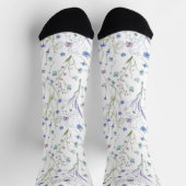 Chaussette Bleu pourpre joli Fleur sauvage motif floral (Haut)