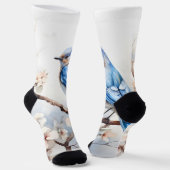 Chaussette Bleu printanier dans l'arbre florissant (Angulaire)