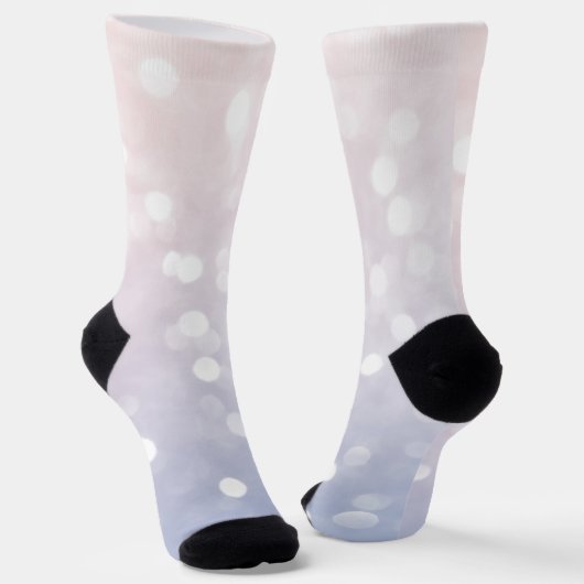 Chaussette Bleu rose doux Pastel pétillant bokeh Abstrait (Angulaire)