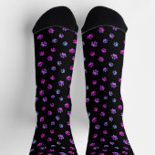 Chaussette Bleu rose violet Empreintes de pattes Motif noir (Haut)
