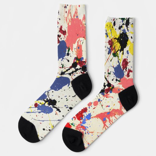 Chaussette Bleu Rouge Peinture noire (Gauche)