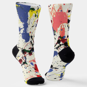 Chaussette Bleu Rouge Peinture noire
