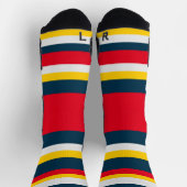 Chaussette Bleu rouge rayures jaunes (Haut)