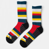 Chaussette Bleu rouge rayures jaunes (Gauche)