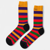 Chaussette Bleu Rouge Vert Jaune Gratté Pour Nom Personnalisé (Gauche)
