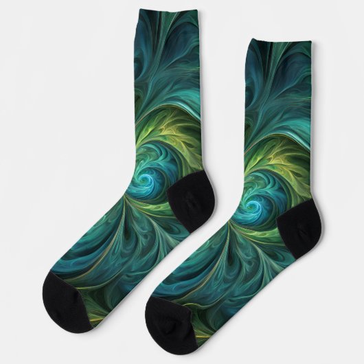 Chaussette Bleu vert AI Motif fractal (Gauche)