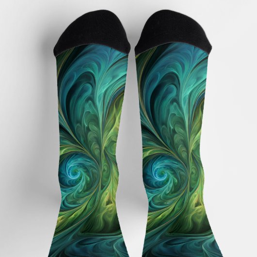 Chaussette Bleu vert AI Motif fractal (Haut)