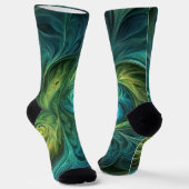 Chaussette Bleu vert AI Motif fractal (Angulaire)