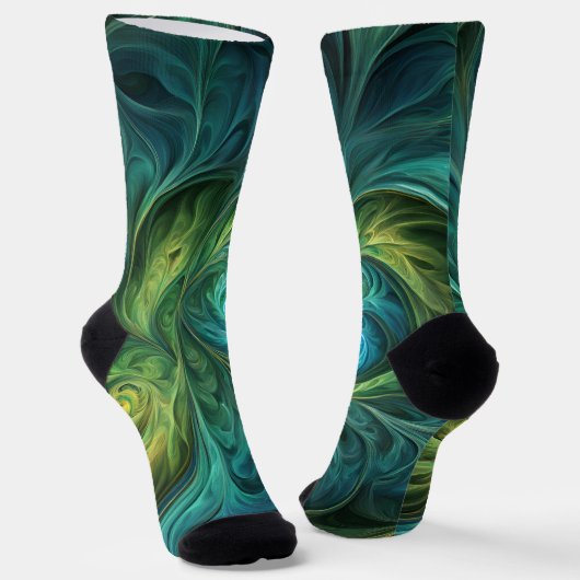 Chaussette Bleu vert AI Motif fractal (Angulaire)